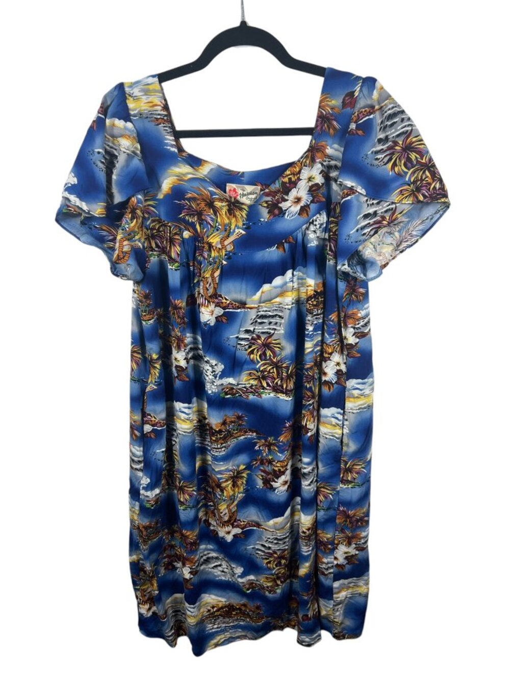 Vintage Hilo Hattie Hawaiian Dress Womens XLarge MuuMuu Tropical Flowy Beach